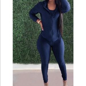 Navy Honeycomb Legging & Jacket Matching Set